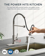 FORIOUS Touchless Kitchen Faucet Brushed Nickel, Smart Motion Sensor Spring Sink Faucet with Pull Down Sprayer Commercial Contemporary Hands-Free for Pot Filler, Farmhouse Camper Laundry Camper