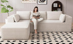 106" Cloud Sectional Boneless Couches for Living Room, Modular L Shaped Couch with Deep Seat Oversized Left Facing Chaise, Memory Foam Compressed Spineless 3 Seater Sofa for Bedroom Apartment, Beige