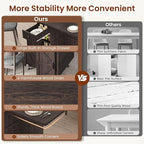 Space Saving Folding Dining Table, Farmhouse Foldable Dining Table with Drawer and 2-Layer Storage Shelf, 6 Wheels Multipose Expandable Folding Kitchen Table for Small Space (Dark Walnut)