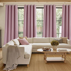 NICETOWN Faux Linen Pink Blackout Curtains 84 inches Long for Living Room - Privacy Panels for Bedroom, Modern Farmhouse Style Easy Care Grommet Top, 2 Panels, W52 by L84