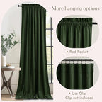NICETOWN Olive Green 90 inch Long Velvet Curtains for Bedroom 2 Panels, Thermal Insulated Room Darkening Heavy Duty Velvet Drapes for Living Room, Privacy Protection Window Treatment, W52 x L90