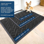 OLANLY Front Door Mat Indoor Outdoor Entrance, Waterproof All-Season, All-Weather Doormat, Sturdy Natural Rubber, Low Profile, Easy Clean Patio Porch Entryway Mat, Herringbone Brick (Black, 47x17)