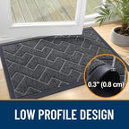 OLANLY Front Door Mat Indoor Outdoor Entrance, Waterproof All-Season, All-Weather Doormat, Sturdy Natural Rubber, Low Profile, Easy Clean Patio Porch Entryway Mat, Herringbone Brick (Grey, 59x23)