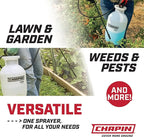 Chapin 20005 Pump Sprayer, 2‑Gallon, Lawn & Garden, Translucent Poly Tank, Funnel‑Top, SureSpray Anti‑Clog Filter, Adjustable Cone Nozzle & 34" Hose for Fertilizer, Weed & Pest Application