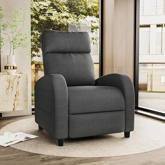Homall Recliner Chair, Recliner Sofa for Adults, Recliners Home Theater Seating with Lumbar Support, Reclining Sofa Chair for Living Room (Fabric, Dark Grey)