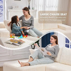 Modular Sectional Sofa Couches L-Shape Couch 3 Seat Modular Sofa Memory Foam Sectional Couches for Living Room, Cloud Couch with Oversized Chaise (White Stripe, 96" Left Facing Chaise)