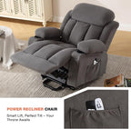 Power Lift Recliner Chair for Elderly with Vibration Massage and Lumbar Heating, Electric Lift Recliner Single Sofa with Side Pocket, Two Cup Holders and USB Charge Port for Living Room