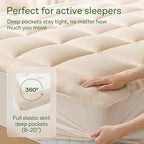 Ultra Soft California King Size Mattress Topper - Viscose Made from Bamboo Pillow Top Mattress Pad for Back Pain Relief - Naturally Cooling for Hot Sleepers, Beige