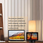 Dreamholder Table Lamp with 3 USB Charging Ports, Modern Desk Lamp with AC Outlet and Phone Stands, Perfect Bedside Lamp for Bedroom, Living Room, Office (Pack of 2), Cream