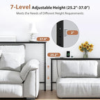 GRLEAF 2 Pack Adjustable Height Narrow Console Table with Power Outlets, 70" Long Sofa Table with Charging Station Behind Couch Table Entryway Table for Living Room and Hallway – Black