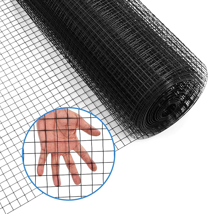 48'' x 50' 1/4inch Hardware Cloth 19 Gauge Black Vinyl Coated Welded Fence Mesh for Home and Garden Fence and Home Improvement Project (48'' x 50')