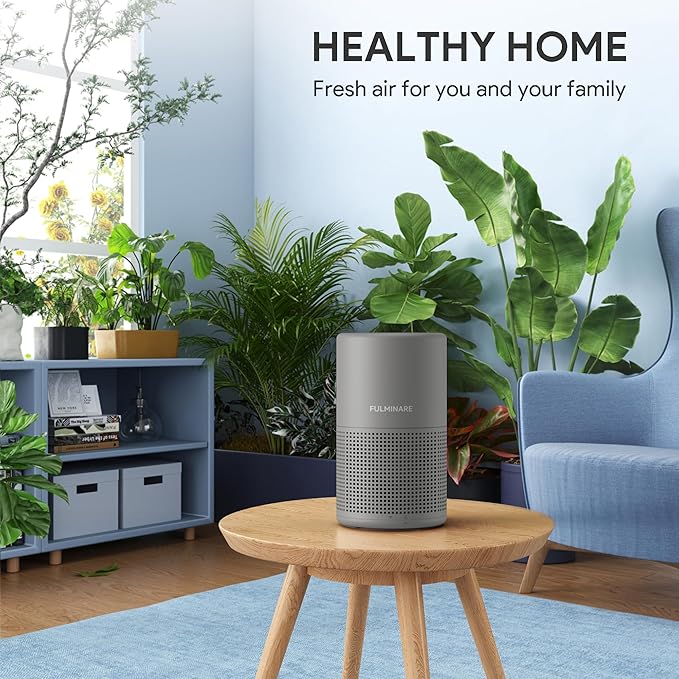 FULMINARE Air Purifiers for Home H13 True HEPA Air Filter Quiet Air Cleaner With Night Light Portable Small Air Purifier for Bedroom Office Living Room (Gray 2 Pack)
