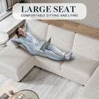 Shintenchi U-Shaped Sectional Couches for Living Room, 4 Seat Sofa with Double Chaise Lounges,Solid Wood Frame Sectional Sofa for Apartment,White