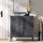 Modern Buffet Cabinet with Storage, 34" Tall Fluted Arched Sideboard Cabinet w/Adjustable Shelves, Wooden Modular Coffee Bar for Dining Room, Kitchen, Living Room, Entryway, Dark Grey
