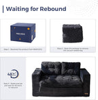 MAXYOYO Convertible Sofa Bed, Pull Out Loveseat Sleeper Sofa, 2 in 1 Folding Couch Bed, Fold Out Floor Couch with Pillows for Living Room Bedroom Lounge, Black