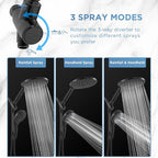 MakeFit Dual Handheld Shower Head Combo, 2-in-1 Rain Shower Heads System 8 Inch Rainfall Shower Head and 10 Modes High Pressure Hand Held Showerhead with Built-in Power Wash