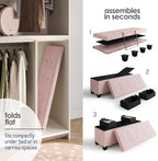 Storage Ottoman Bench with Bins, 43-in Storage Bench for Bedroom End of Bed, Folding Foot Rest Ottoman for Living Room Max 660lbs, Velvet Ottomans, Pink