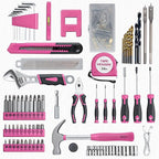 Tool Set - Tool Kit with 8V Cordless Drill, 132 Piece Tool Box with Drill, Home Tool Kits for Women & Men, Hand Drill Set Perfect for Homeowner, Diyer, Handyman - Pink