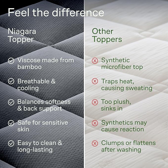Ultra Soft California King Size Mattress Topper - Viscose Made from Bamboo Pillow Top Mattress Pad for Back Pain Relief - Naturally Cooling for Hot Sleepers, Gray