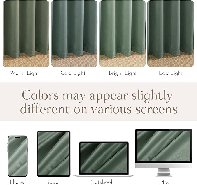 NICETOWN Green Velvet Curtains 96 inches Long 2 Panels - Blackout Drapes for Bedroom and Living Room Silky Touch Room Darkening and Sound Dampening for Office, Dorm, Seafoam Green, 52 x 96