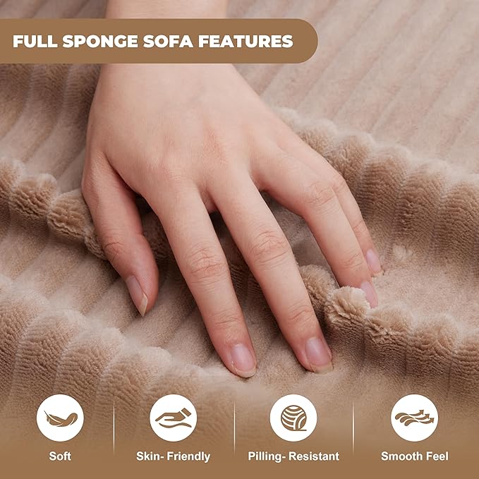 Cloud Sectional Couch, Boneless Sofa for Living Room, Modular Sectional Sofa with Deep Seat, Fluffy Comfy Couch with L-Shaped Chaise, No Assembly Required, Camel