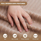 Cloud Sectional Couch, Boneless Sofa for Living Room, Modular Sectional Sofa with Deep Seat, Fluffy Comfy Couch with L-Shaped Chaise, No Assembly Required, Camel