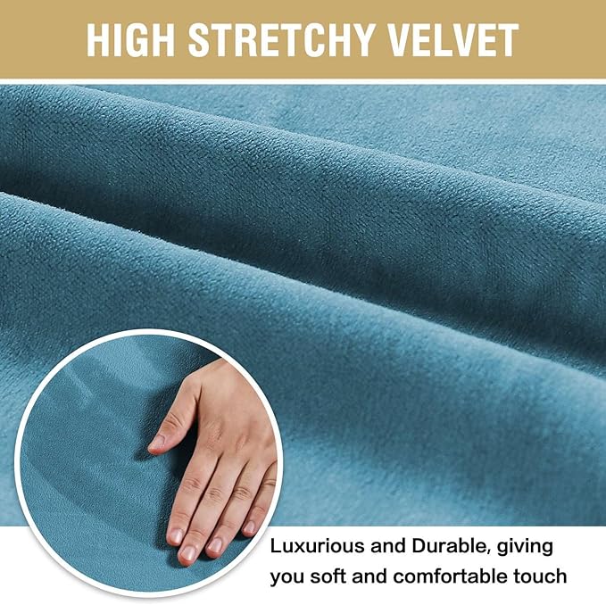 H.VERSAILTEX Velvet Dining Chair Covers Stretch Chair Covers for Dining Room Set of 2 Parson Chair Slipcovers Chair Protectors Covers Dining, Soft Thick Solid Velvet Fabric Washable, Peacock Blue