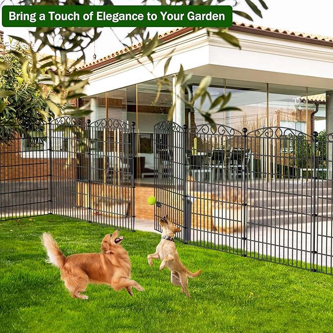 10 Panel No Dig Decorative Garden Fence with Gate - 48in H x 22.5ft L