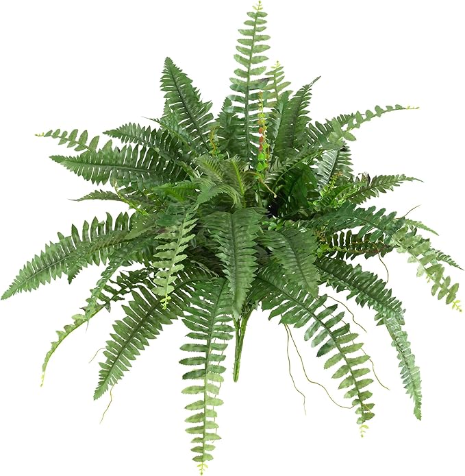 Nearly Natural 40-in Artificial Boston Fern, Large Hanging Fake Plant Wall Decor with 56 Fronds, Faux Fern Vines that Look Real for Home and Office Decor