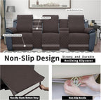Easy-Going Recliner Sofa Cover with Console, Reversible Couch Cover for Living Room, Split Sofa Cover for Each Seat with Elastic Straps for Dogs, Pets (3 Seater, Chocolate/Beige)