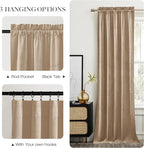 NICETOWN Beige Velvet Curtains 84 inches 2 Panels Set, Thermal Insulated Heavy Matt Rod Pocket Room Darkening Drapes, Privacy Protect Panels for Living Room