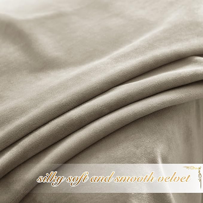 NICETOWN Living Room Camel Velvet Curtains, Sound and Sunlight Reducing Heavy Matt Rod Pocket Drapes/Panels for High Celling Wall (2 Panel Per Pack, 72 inches Long)
