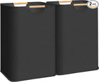 STORAGE MANIAC 2-Pack Large Laundry Hamper, 80L (21.1 Gal) Collapsible Laundry Basket with Bamboo Handles, Freestanding Waterproof Clothes Hamper for Laundry Room, Bedroom, Dorm, Towels, Toys, Black