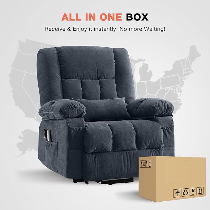Power Lift Recliner Chair for Elderly with Vibration Massage and Lumbar Heating, Electric Lift Recliner Single Sofa with Side Pocket and USB Charge Port for Living Room