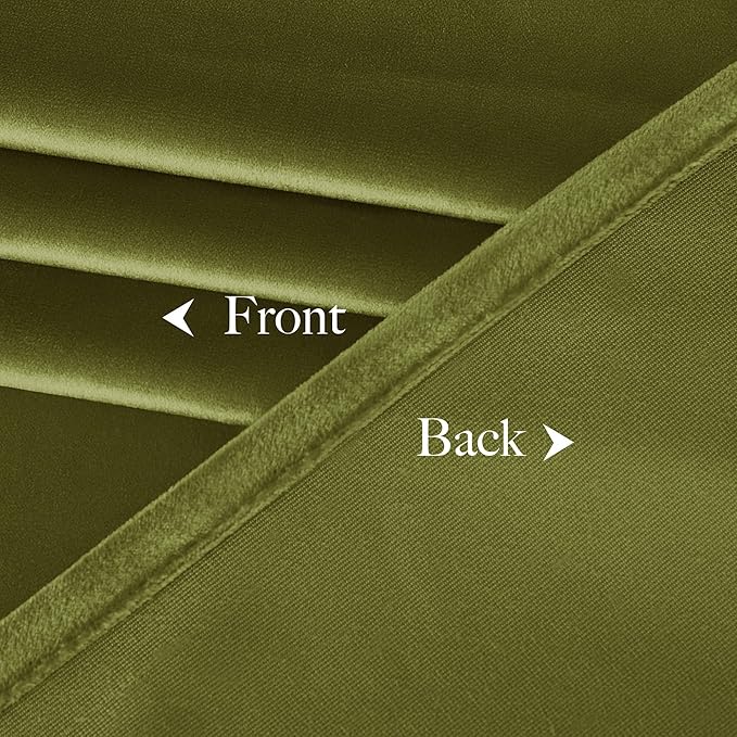 NICETOWN Moss Green Velvet Drapes 120 inch Long for Living Room - Room Darkening Thermal Insulated Noise Reducing Curtains for Film, Extra Long Drapes for Large Door Windows (2 Panels, 52 x 120),