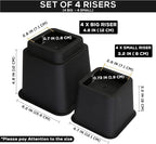Utopia Bedding Bed Riser, 3 & 5 Inches Adjustable Furniture Risers for 8 Inch Combined Furniture Lift, Under Bed Storage & Dorm Room Essential, Supports Up to 1,300 lbs (36 Set, Black)