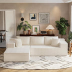 Homall 108" Modular Sectional Sofa, Boneless Couch with L-Shape Chaise, Cloud Couch with Deep Seat Upholstered, No Assembly Required for Living Room, Bedroom (Corduroy, Beige)