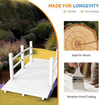 VINGLI Garden Bridge, Classic Wooden Bridge with Safety Rails, Decorative Arched Footbridge (White, 5 ft)