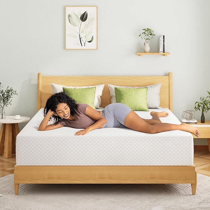 EGOHOME King Size Memory Foam Mattress, 12 Inch Bed Mattress in a Box with Cooling Green Tea Gel, Relieve Pressure with Medium Support, CertiPUR-US Certified, 80''L x 76''W, White