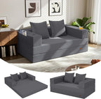 COMAX Futon Sofa Bed, 4‑in‑1 Convertible Sofa Bed, Folding Boneless Couches for Living Room, Fold Out Small Foldable Loveseat Floor Sleeper Comfy Mattress Lounge Space‑Saving, Grey