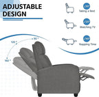 Yaheetech Fabric Recliner Chair Sofa Ergonomic Adjustable Single Sofa with Thicker Seat Cushion Modern Home Theater Seating for Living Room Matte Grey