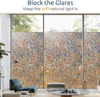 rabbitgoo Window Privacy Film Rainbow Film Decorative Window Sticker, 3D Static Stained Glass Cling Tint for Home Heat Control Non-Adhesive, Brown, 35.4 x 78.7 inches
