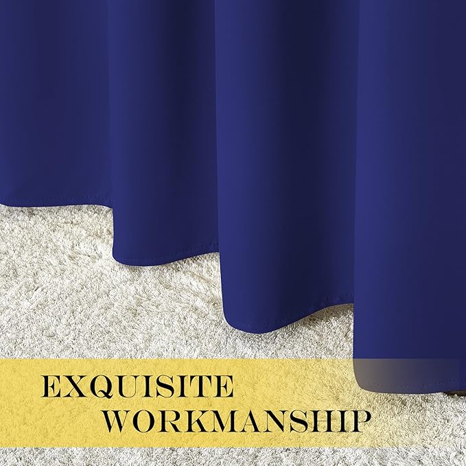 NICETOWN Blackout Window Curtain 90 inch Length - Room Darkening Thermal Insulated Grommet Large Window Treatment Light Blocking for Bedroom/Doorway (Navy Blue, 1 Panel, W52 x L90)