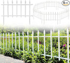 Metal Decorative Garden Fence 22" Wide x 18" High (5 Panels, Total Length 9.17 feet), Metal Border Folding Fence, Landscape Fencing for Flower Bed, Yard, Animal Barrier