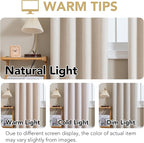 H.VERSAILTEX Linen Curtains 100% Blackout Curtains for Bedroom 54 inch Long Full Light Blocking Nature Linen Blended Window Curtains for Living Room Nickel Grommet (2 Panels, Heathered Natural)