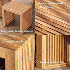 Small Bamboo Dining Bench, 17inch Farmhouse Decor Indoor Kitchen Table Bench, Entryway Shoe Rack Bench, Outdoor Bench, Solid Bamboo Benches for Living Room, Hallway, Bedroom, Bathroom