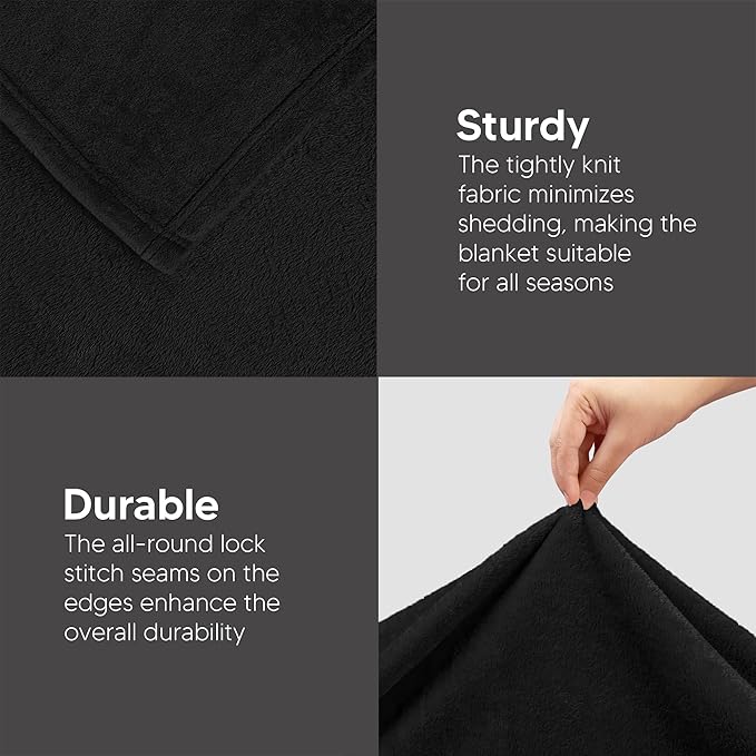 Utopia Bedding Fleece Blanket Queen Size Black (90x90 Inches) Ultra Soft Warm Lightweight Microfiber Breathable Anti-Static Cozy Winter Bed Blanket, All-Season Home Decor Gift for Men & Women