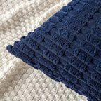 MIULEE Pack of 2 Corduroy Decorative Throw Pillow Covers 12x12 Inch Soft Boho Striped Pillow Covers Modern Farmhouse Home Decor for Summer Coastal Sofa Living Room Couch Bed Dark Blue