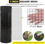 48'' x 50' 1inch Hardware Cloth 16 Gauge Black Vinyl Coated Welded Fence Mesh for Home and Garden Fence and Home Improvement Project