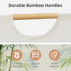 STORAGE MANIAC 1-Pack Large Laundry Hamper, 100L (26.4 Gal) Collapsible Laundry Basket with Bamboo Handles, Freestanding Waterproof Clothes Hamper for Laundry Room, Bedroom, Dorm, Towels, Toys, White